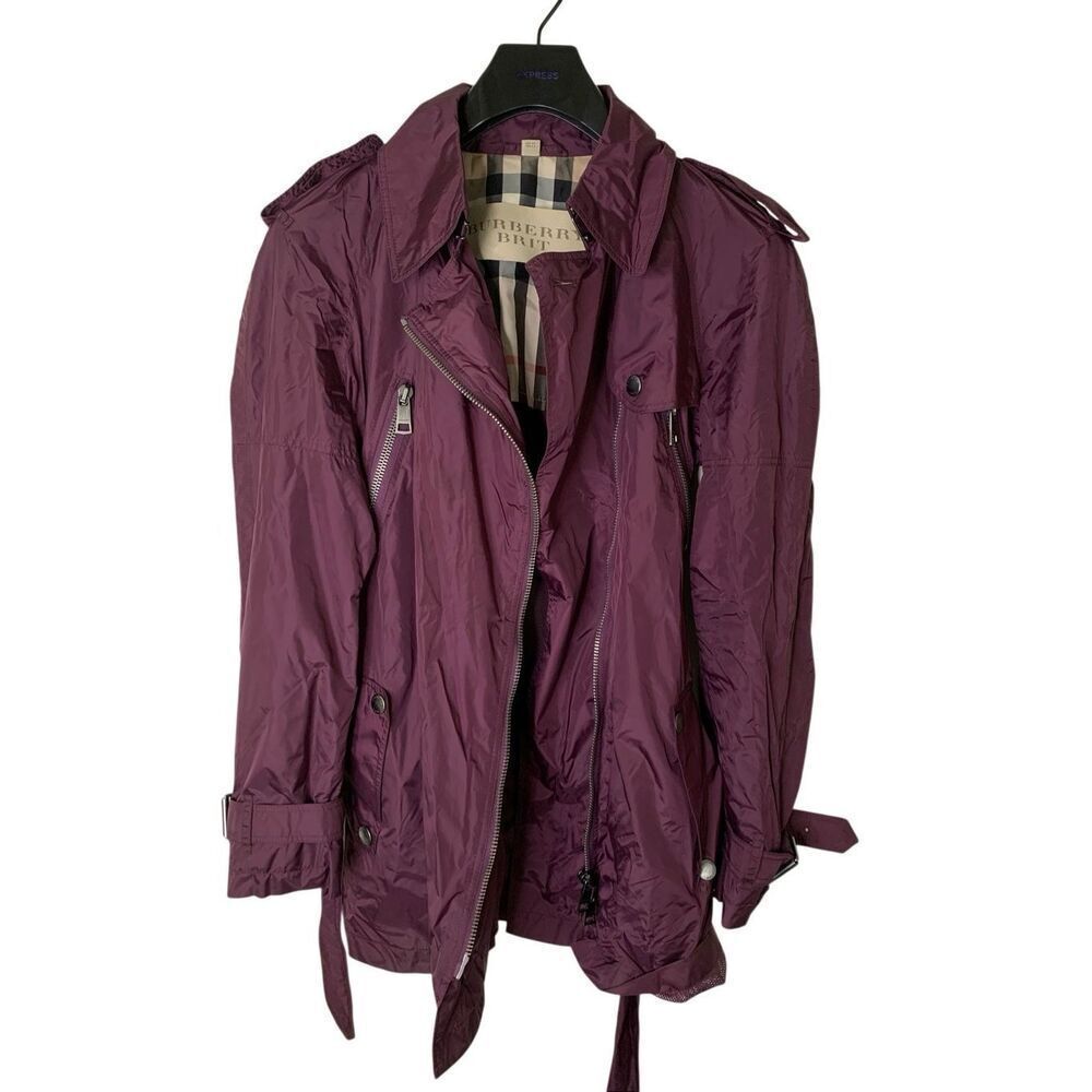 Burberry windbreaker rain utility jacket red wine color women's size 10